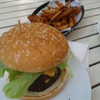 Vegan burger and square rootz chips at Rootz in Berlin