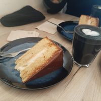Boston cake and black metal coffee at Lucifer Lives in Brussels