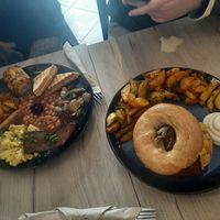 English breakfast (left) and hang over brunch (right) at Lucifer Lives in Brussels