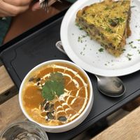 Soup and Mushroom quiche  at Lucifer Lives in Brussels