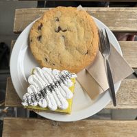 Chocolate chip cookie and lemon square  at Lucifer Lives in Brussels