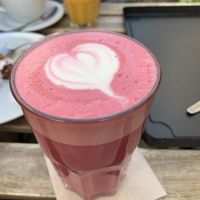 Beetroot latte  at Lucifer Lives in Brussels