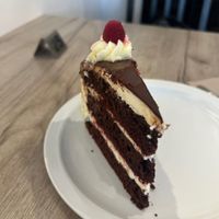 chocolate vanilla cake. very sugary   at Lucifer Lives in Brussels