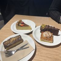 Millionaire, Flan Patissier, Chocolat & Pistachio Cake and Apple Caramel Bars  at Lucifer Lives in Brussels