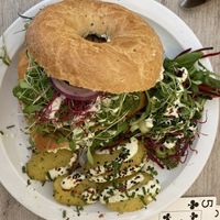 Scandinavian brunch with vegan smoked salmon and beetroot caviar  at Lucifer Lives in Brussels