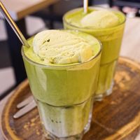 Matcha Latte w/Matcha Ice-cream at Lucifer Lives in Brussels