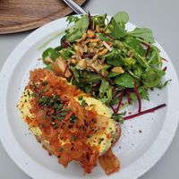 Egg salad sandwich with kimchi (14€)  at Lucifer Lives in Brussels