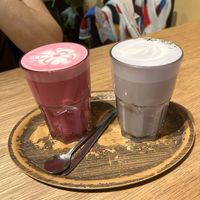 Pink and lavender latte seasonal menu at Lucifer Lives in Brussels