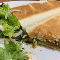 Vegan pesto, sun dried tomato and cheese panini at The Greenwood Tree in Lyndhurst