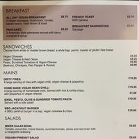 Vegan menu at The Greenwood Tree in Lyndhurst