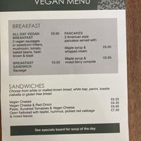 Vegan menu and there were at least two specials   at The Greenwood Tree in Lyndhurst