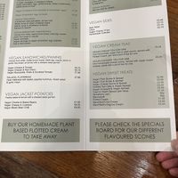 Vegan menu  at The Greenwood Tree in Lyndhurst