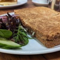 Vegan cheese and tomato toastie, brown bread at The Greenwood Tree in Lyndhurst