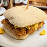 Vegan sausage and scrambled 'egg'' ciabatta at The Greenwood Tree in Lyndhurst