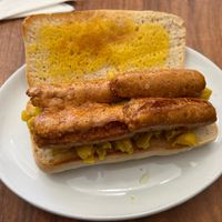 Scrambled egg and sausage sandwich  at The Greenwood Tree in Lyndhurst