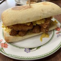 Vegan sausage egg hash brown ciabatta   at The Greenwood Tree in Lyndhurst