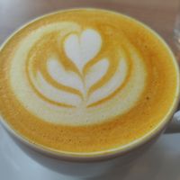 Curcuma latte at SĪTÚ Coffee & Tea in Prague