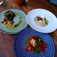 Auberginesteak, gamba, lasagna at Bree33 in Leiden