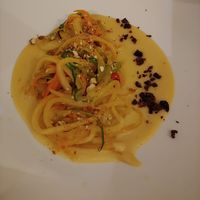 Vegetable spaghetti with almond/sesame/olive sauce at Monte Baldo in Limone Sul Garda