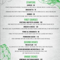 Vegetarian menu at B-Side Cafe in Fuerteventura