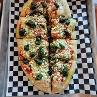 Vegan pizza at Cast Iron Trading Co in Stockton