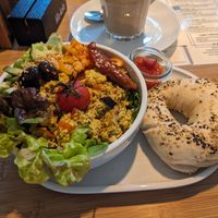 Scrambled tofu at Das Kaff - Bagel Bar & Coffee Salon in Muelheim