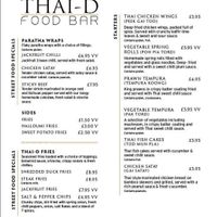Menu at Thai D Food Bar in Shrewsbury