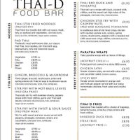 Menu 2 at Thai D Food Bar in Shrewsbury