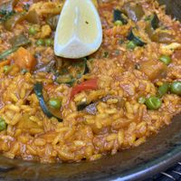 Paella 🥘, one of the main courses of the daily menu. at Tulsi in Barcelona