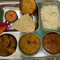 Thali, one of the main courses of the daily menu. at Tulsi in Barcelona