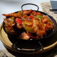 Huera chicken in a delicious not-too spicy sauce at Tulsi in Barcelona