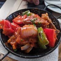 Tapas Saitan mit Gemüse, schön scharf at Tulsi in Barcelona