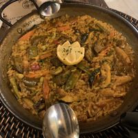 Vegan paella, a bit too salty   at Tulsi in Barcelona