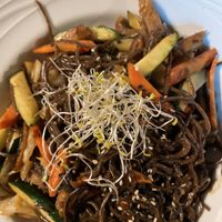 Heura noodles  at Tulsi in Barcelona