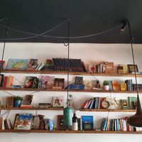 Shelves downstairs at Mandala in Essaouira