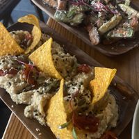 hummus and veggies with tahini  at Mandala in Essaouira