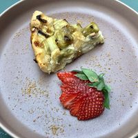 Rhubarb tarte with strawberry  at Tabula Rasa in Colmar