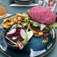 Vegan burger with tasty sauce!!  at Tabula Rasa in Colmar