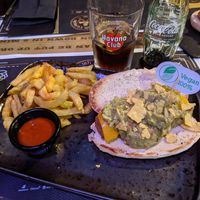 Beyond sausage hot dog at The Irish Temple in Madrid