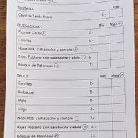 Menu in 2020 (not on internet) at Taqueria Los Cuñados in Geneva