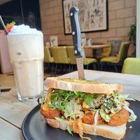 Buffalo Bill and vegan vanilla milkshake at The Slamwich Club in Stoke-on-trent