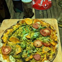 Vegan tofu pizza at Pizzeria El Zopilote in Ometepe