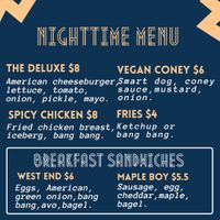 bango's nighttime menu at Bangos in Lansing