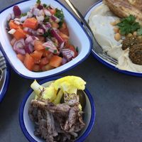 Spicy onion and salsa, veggies for no extra charge  at Pitot in Limassol