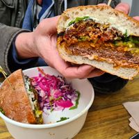 Tandoori burger at The Hedgerow Hound in Plymouth