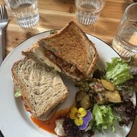 Vegan tofu, chilli, satay toastie  at The Hedgerow Hound in Plymouth