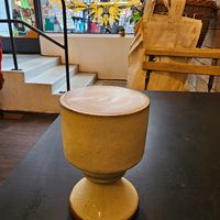 Flat white in a goblet 😍 at The Hedgerow Hound in Plymouth