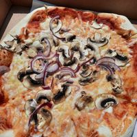 Fun Guy (fungi) pizza - mushroom and onion. at Captain pizza in Cowes