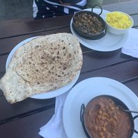 Chickpea curry wirh (hughe) naan bread  at Kisimul Cafe in Isle Of Barra