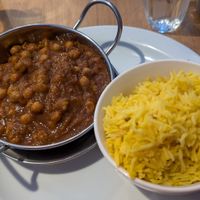 Channa masala and rice at Kisimul Cafe in Isle Of Barra